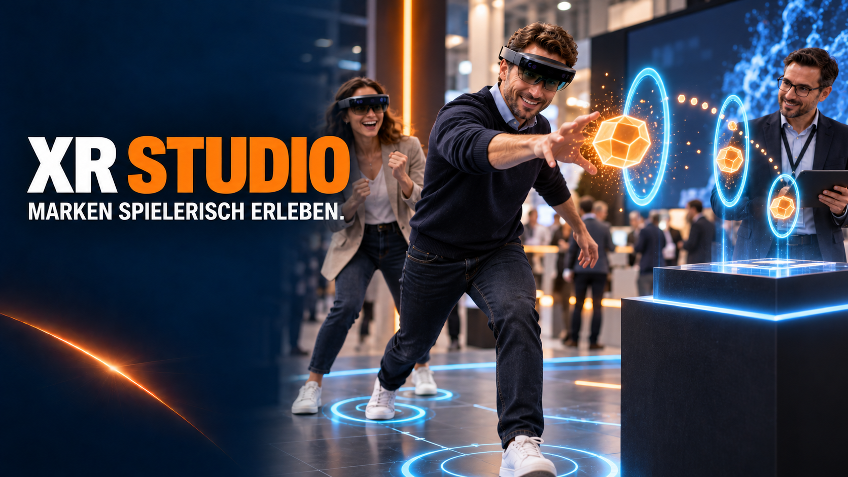 Teilnehmer interagiert spielerisch mit einer XR-Markenanwendung